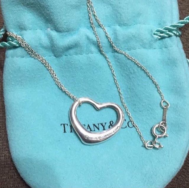 authentic tiffany and co 18 inches necklace with medium size open heart ...