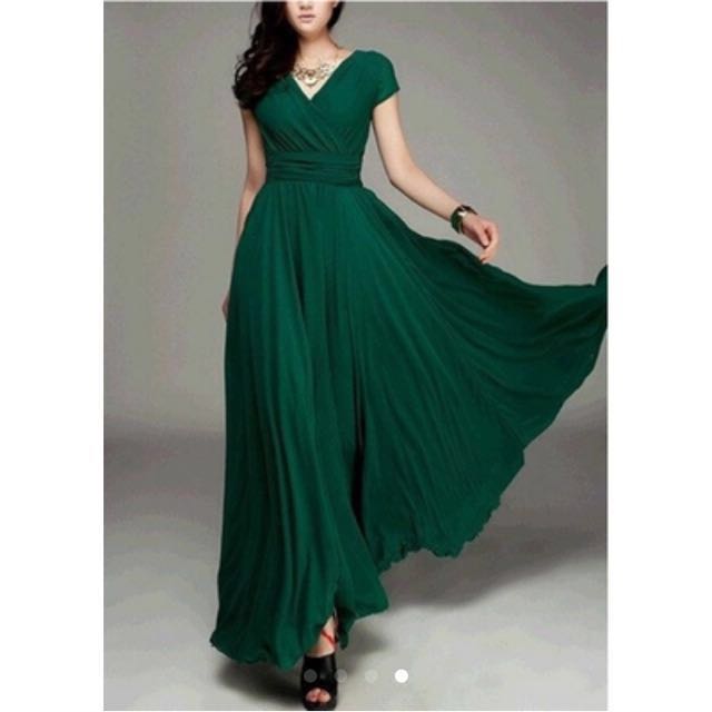 Forest green flowy dress top