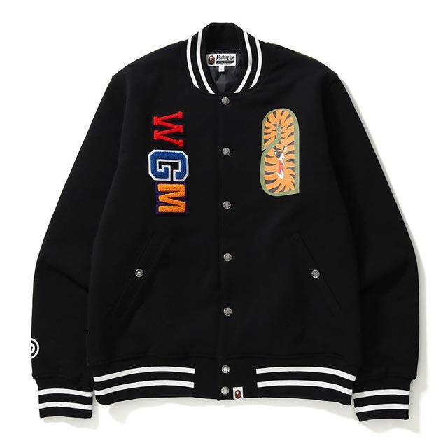Bape shark sweat varsity jacket hot sale