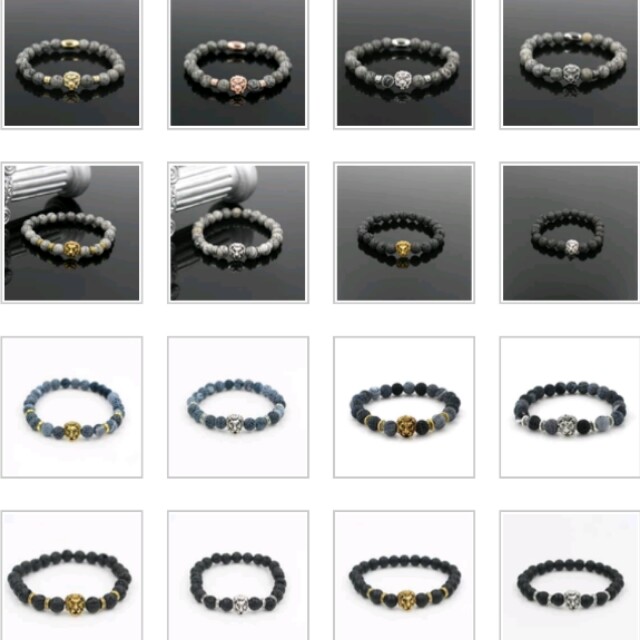 Brand New Fashion Masculinas Natural Marble Stone Lion Head Bracelet Women Pulseras Hombre Bracciali Men S Elastic