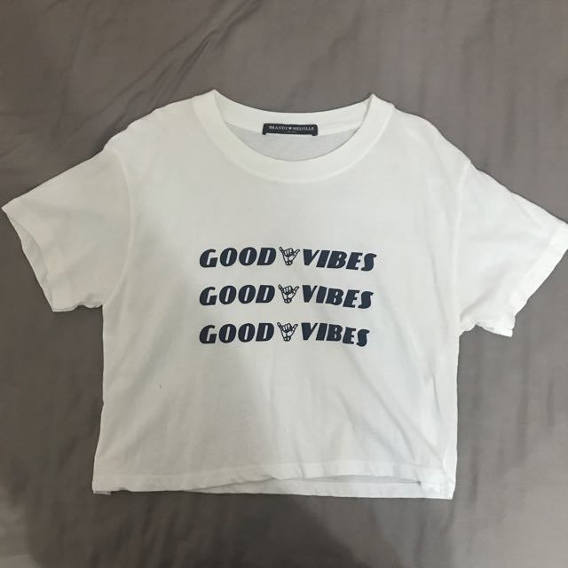 Brandy Melville Good Vibes Tee Women S Fashion Clothes Tops On Carousell