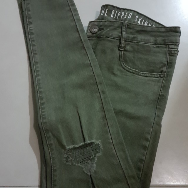 green cotton jeans