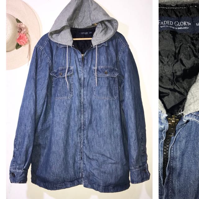 Faded Glory Denim Polo Hoodie FDJ49 Men s Fashion Coats Jackets and Outerwear on Carousell
