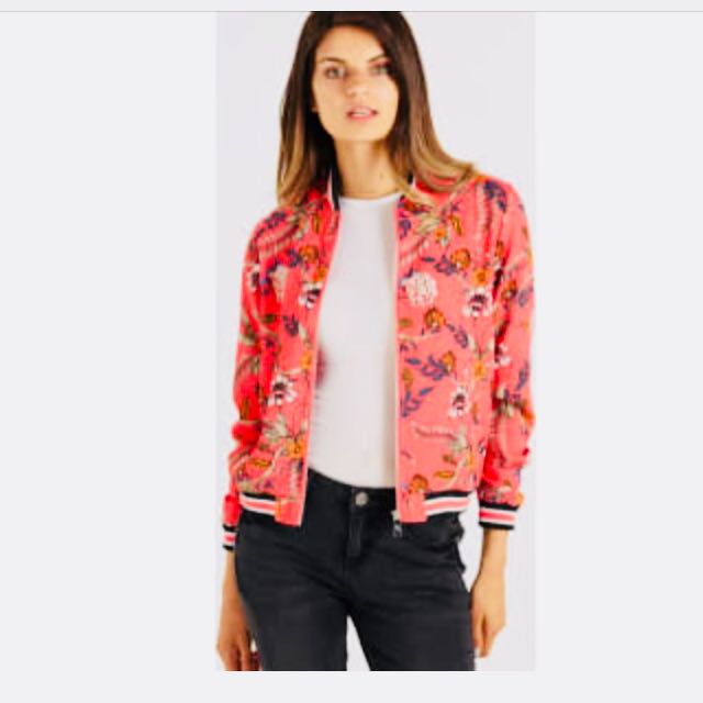 Red floral bomber jacket online