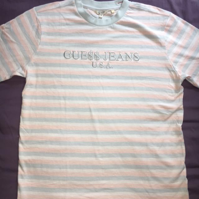 Lige heroisk Array Guess x Asap Rocky Cotton Candy Striped T-Shirt, Men's Fashion, Tops &  Sets, Tshirts & Polo Shirts on Carousell