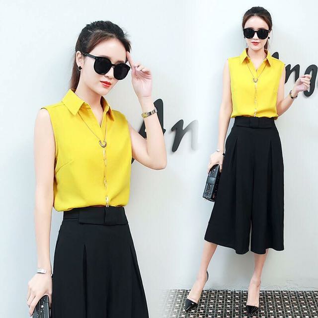 yellow and black top womens