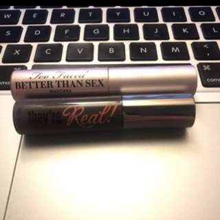 Too faced better than sex mascara and benefit they’re real mascara