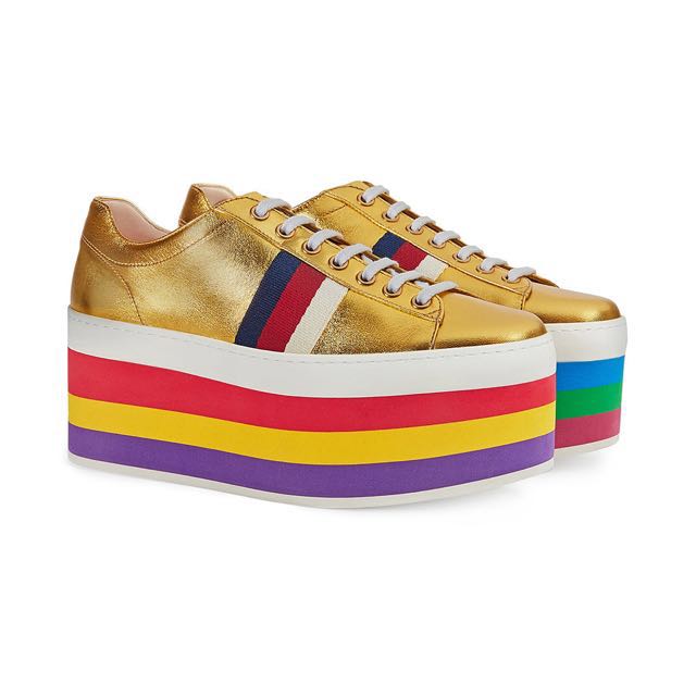 gucci metallic platform sneaker