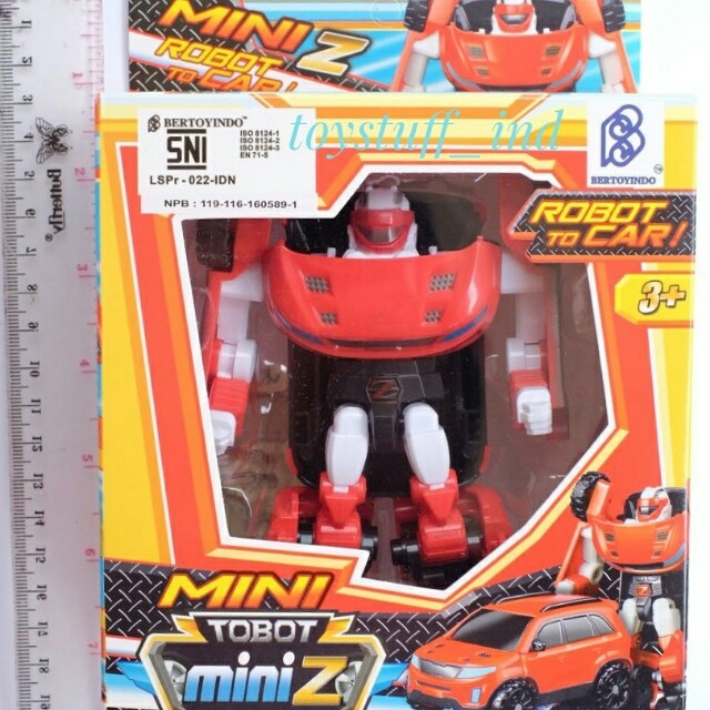 MAINAN TOBOT MINI Z MERAH MOBIL ROBOT BERUBAH  W X Y Z BIRU 