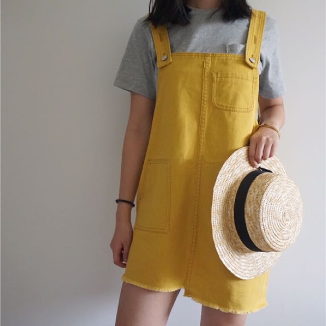 mustard yellow overalls