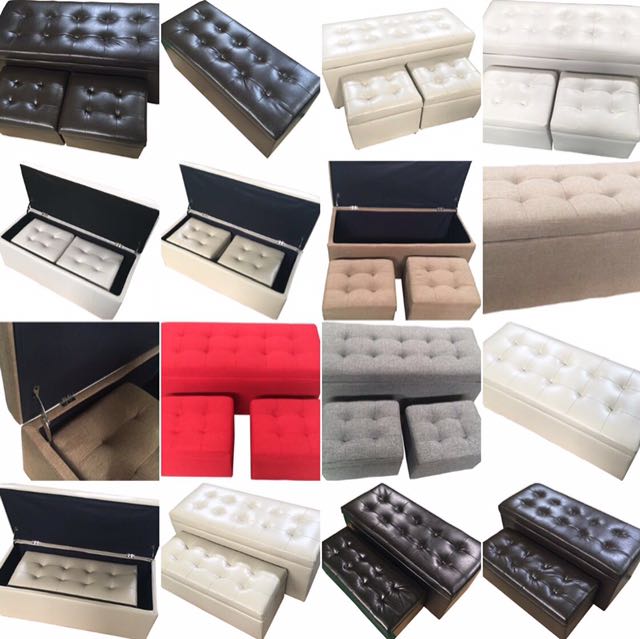 Refurbished Large Storage Box Sofa Ottoman Bench Furniture Sofa Ottoman Bench
