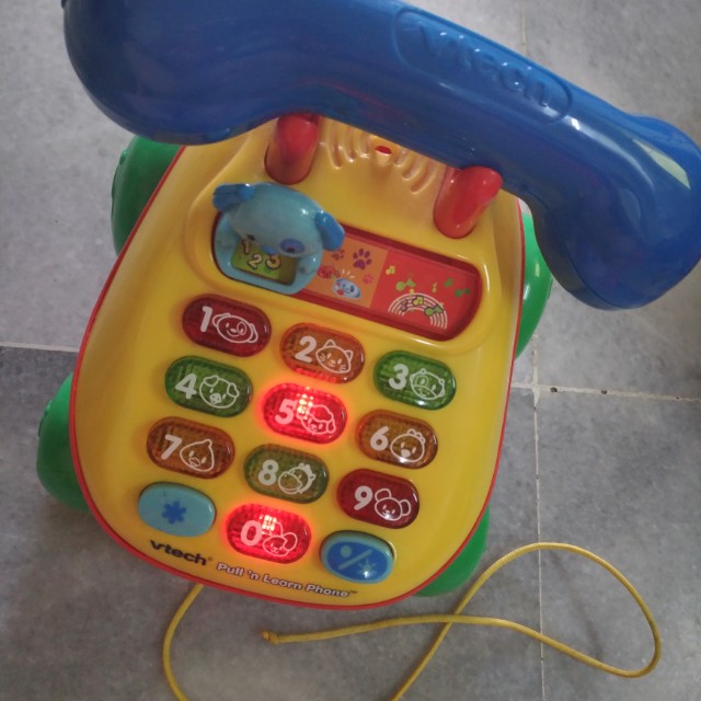 Vtech Pull N LEARN telefono 684 vintage giocattolo luci numero Animale frasi Pull lungo 