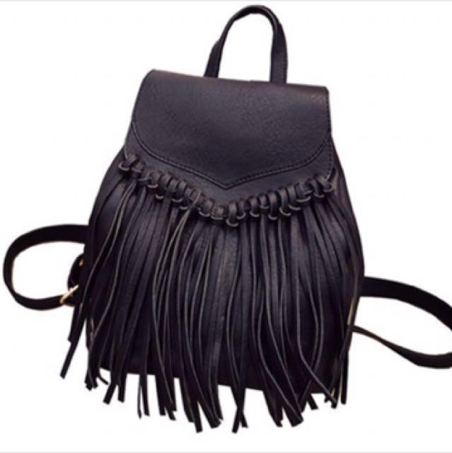 black fringe backpack