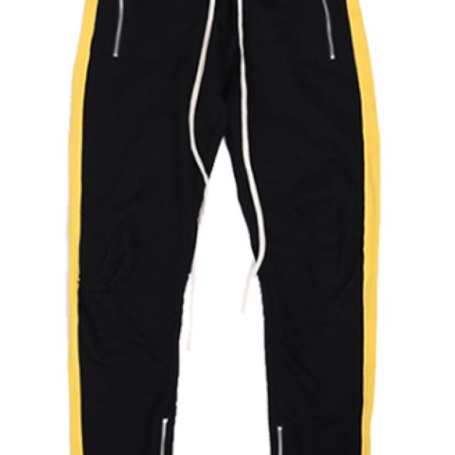 BLACK YELLOW STRIPE ZIPPER PANT Men s Fashion Bottoms Trousers