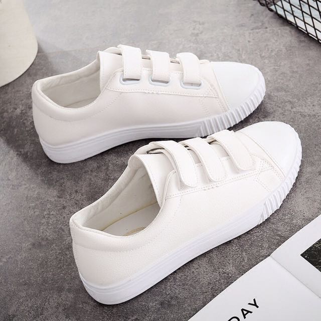 White canvas velcro shoes best sale