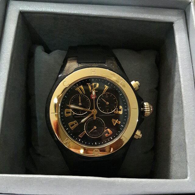 Michele tahitian jelly bean watch black and clearance gold