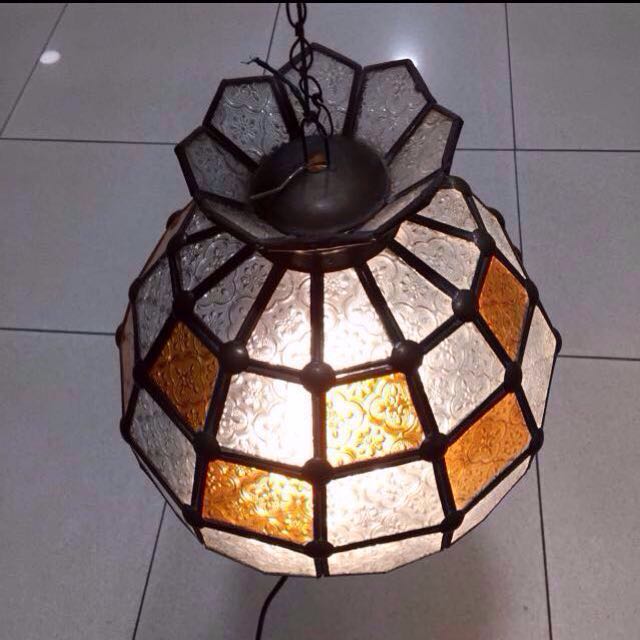 Sold To G Original Vintage Retro 1950 S Orange Clear Original Vintage Retro 1950 S Orange Clear Peranakan Stained Glass Brass Frame Lamp Shade Beautiful Babas Nonya Straits Born Decor Heritage