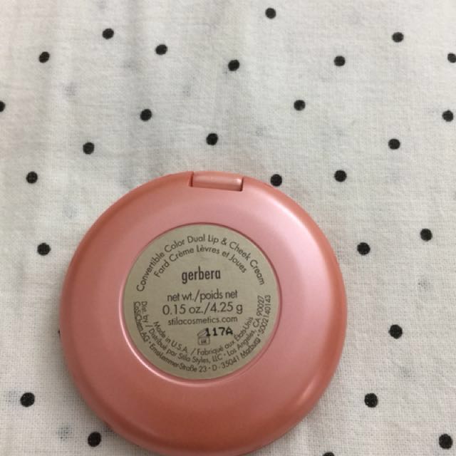 Stila Dual Lip & Cheek Cream (Category: Makeup) located in San Pedro. Submitted by adressmnl (Listing ID 131119888, Image 2). Description: Stila Dual lip & cheek cream in Gerbera. Best for sunkissed-skin goals. Light and sheer best for skin-like make up. 100% authentic. Bought in Rustan’s ATC for ₱845.00 98% full with box. Used once. RFS: Change to a darker shade..