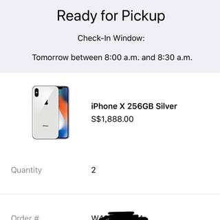 Iphone X (10) slivers 256GB collect 8am today