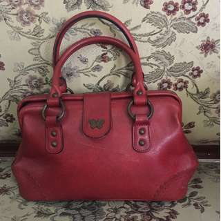 Authentic Anna Sui Red leather hand bag