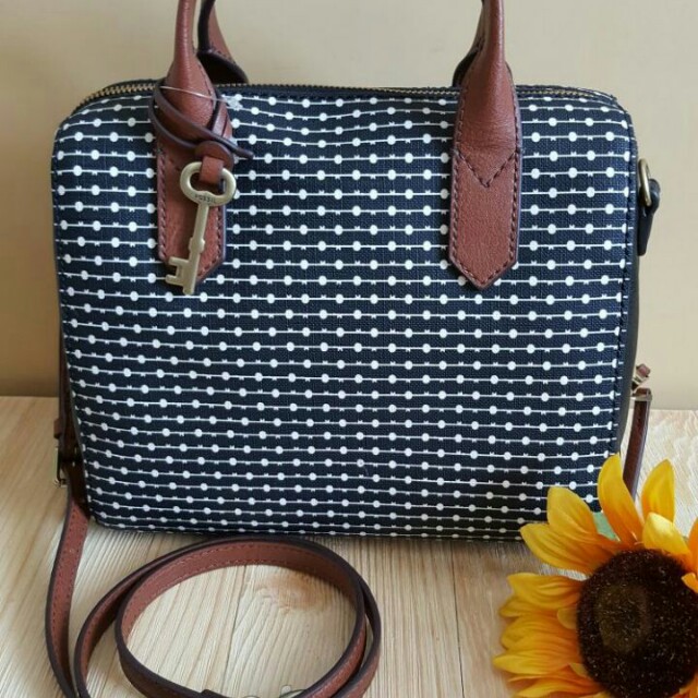 Fossil fiona deals satchel black stripe