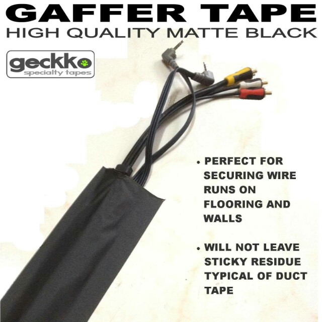 GAFFER TAPE by Geckko Specialty Tapes (Category: Craft Supplies & Tools) located in Quezon City. Submitted by thegaragemanila (Listing ID 136484653, Image 2). Description: GAFFER TAPE by Geckko Specialty Tapes Available in two variants: 75mm wide (roughly 3”) X 50 meters – PhP1,100 * shop pack of 5 pcs PhP 4,400 50mm wide (roughly 2”) X 50 meters – PhP700 * shop pack of 5 pcs PhP 2,800 ***** pls specify the size when you order ***** For faster re