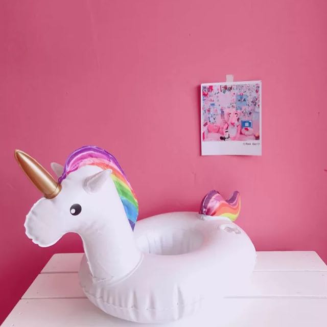Inflatable Pool Floating Drink Holder Rainbow Unicorn Pink