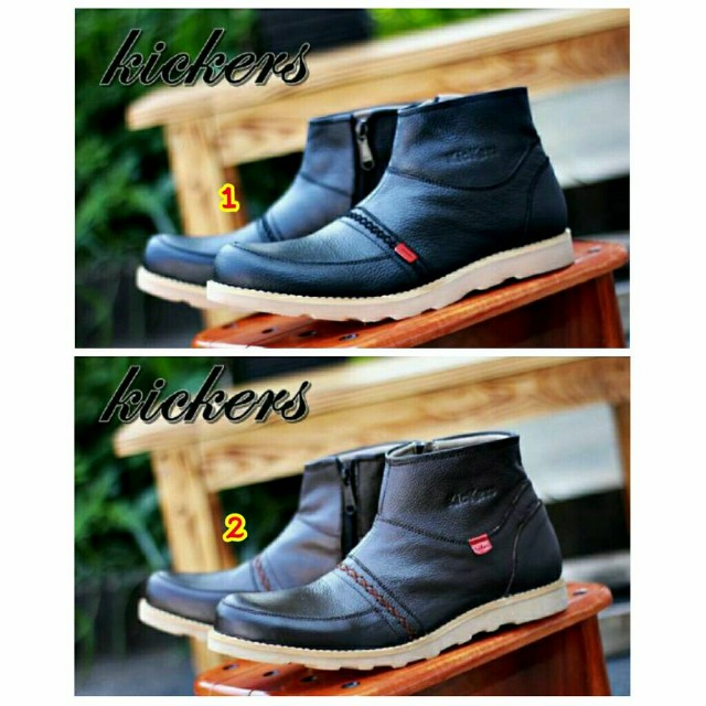 Sepatu Boots Sleting Resleting Pria Cowok Kulit Asli Terbaru 2018