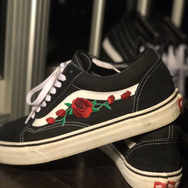 Vans Old Skool with embroidered rose 