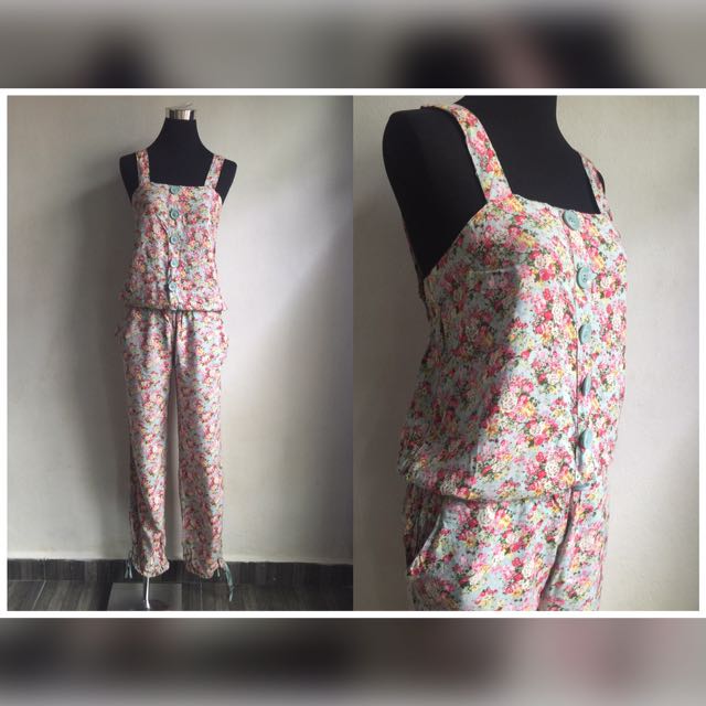 tropical floral jumpsuit