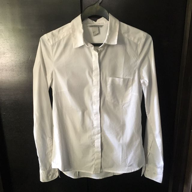 H M Women S White Office Work Shirt Size 32 Women S Fashion