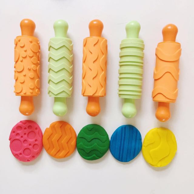 Playdough tools Rolling Pins Textured Art, Babies & Kids on Carousell