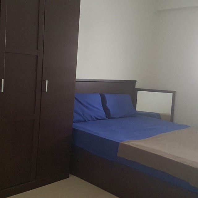 Queen Size Bedroom Set Bed Frame With Mattress 4 Doors Wardrobe Furniture Beds Mattresses On Carousell
