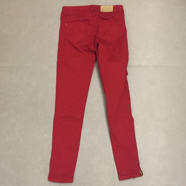 zara red jeans