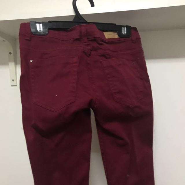 wine coloured jeans