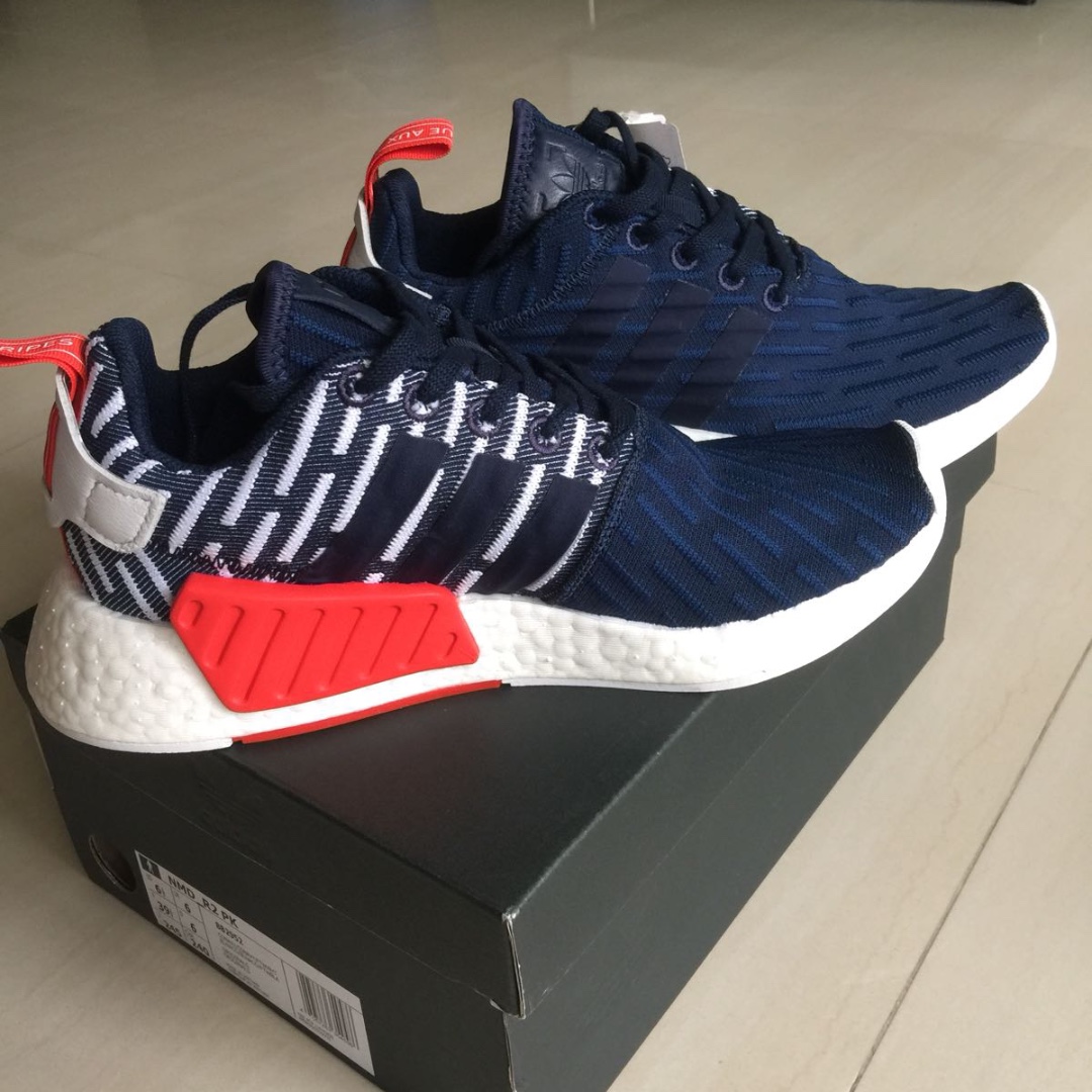 adidas NMD R2 Pk - Bb2952 - Size 9 Navy, White, Red