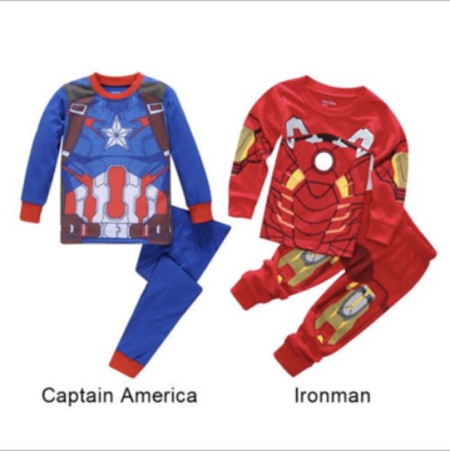 Captain America Ironman Baby Boy Infant Newborn Toddler Long Pants Long Sleeved Tops Pyjamas Babies Kids Boys Apparel On Carousell
