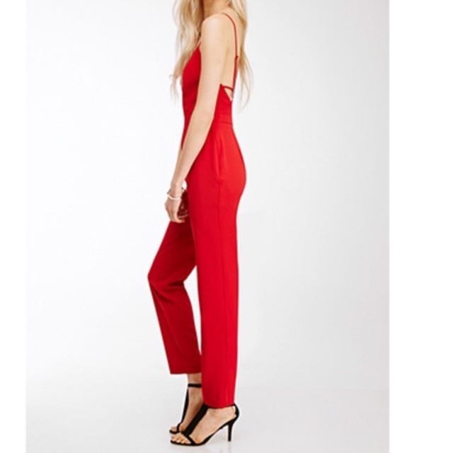 forever 21 jumpsuit red