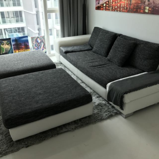 Grey / White Sofa for free, self pick up., Furniture & Home Living