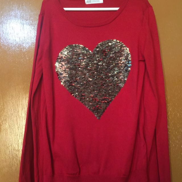 h&m red heart sweater