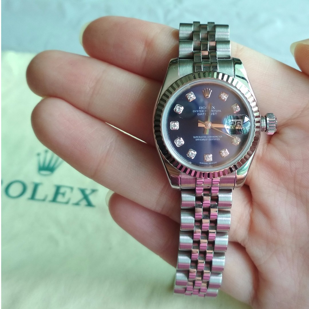 Ladies Rolex Oyster Perpetual Datejust With Diamonds Blue Luxury Watches On Carousell