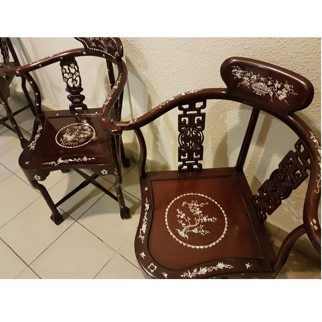 Rosewood Chairs With Mother Of Pearl Inlay Furniture Home Decor