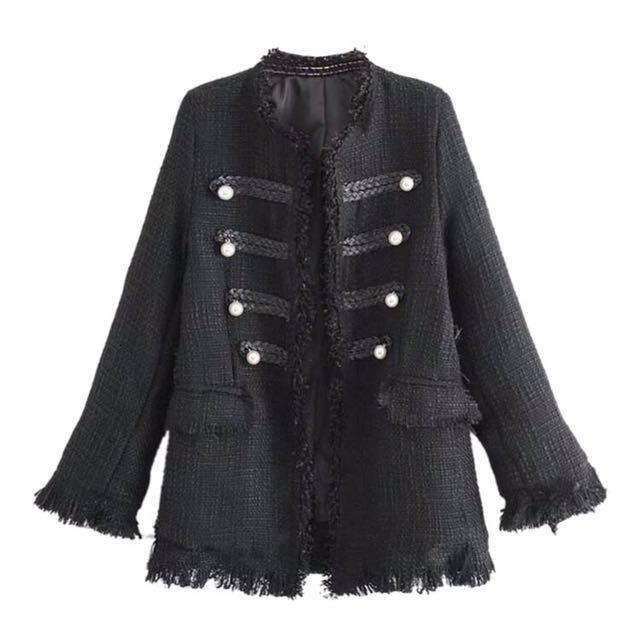 black tweed jacket womens zara