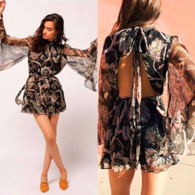 zimmermann lavish flare sleeve playsuit