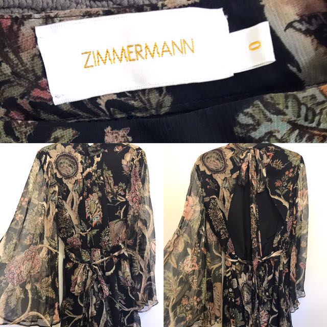 zimmermann lavish flare sleeve playsuit