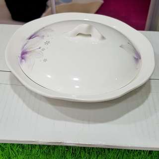 White Floral Ceramic Bowl with Cover