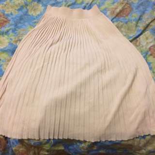 Zara baby pink pleated midi skirt