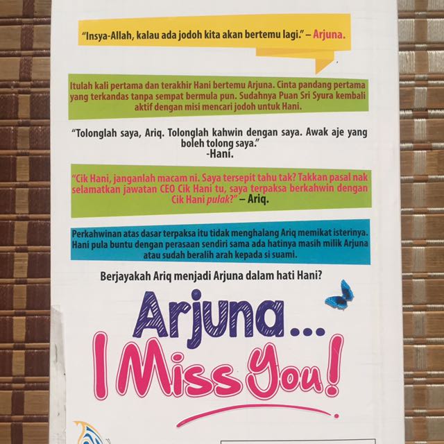 Arjuna I Miss You Malay Novel Hobbies Toys Books Magazines Fiction Non Fiction On Carousell