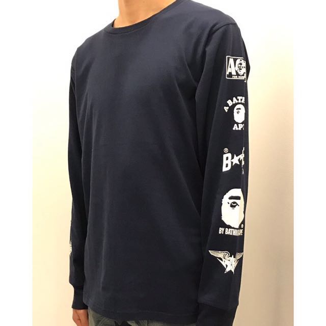 bape multi logo l/s tee