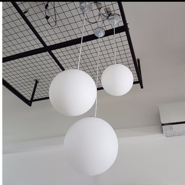 Frosted Glass Ball Pendant Light display set frosted glass ball modern designer pandent hanging light promotion furniture home decor on carousell